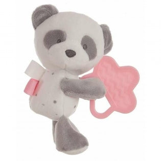 Doudou Beißring für Baby Bär Panda Rosa 20 cm