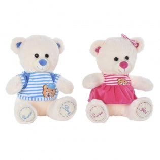 Doudou Ours en peluche  Bleu Beige Rose Enfant Ours 27 x 20 x 30 cm (2 Unités)