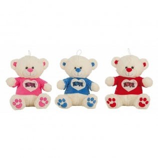 Doudou Ours en peluche Love Paillettes Chemisette Beige 32 cm