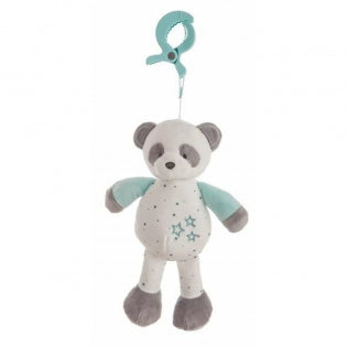 Doudou Peluche Hochet Ours Panda Turquoise 25cm